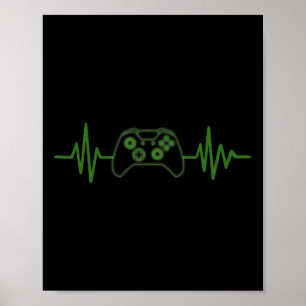 Poster Camiseta Gaming 365 Gamer Heartbeat Para Jogar Vid