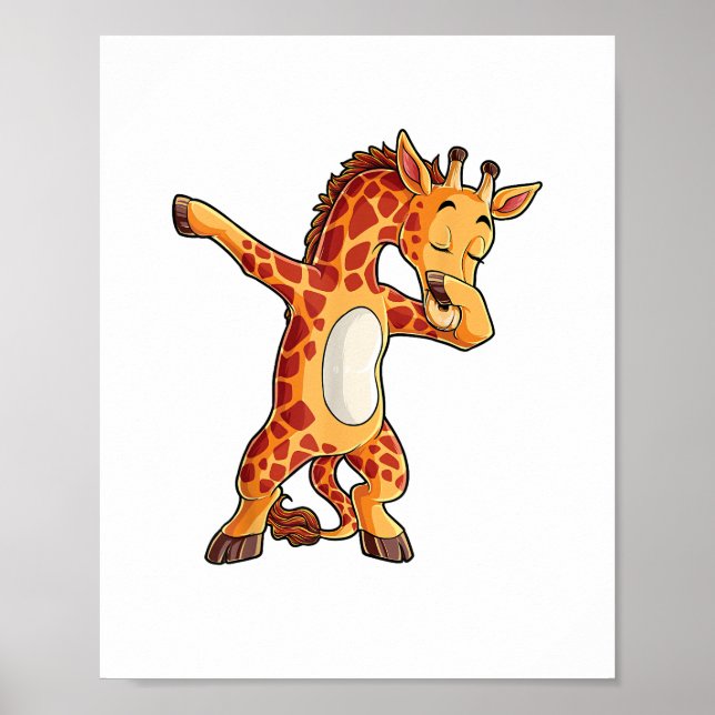Poster Camiseta Girafa Dabbing Girafas Engraçado Dab Danç (Frente)