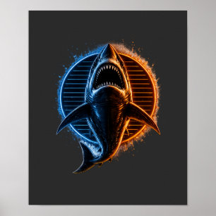 Poster Camiseta Gráfica Blue & Orange Shark   Fierc