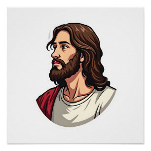 Pôster Camiseta Gravura Vintage Perfil Lateral de Jesus 2