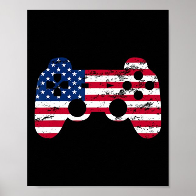 Poster Camiseta Infantil Meninos Video Game Bandeira Amer (Frente)