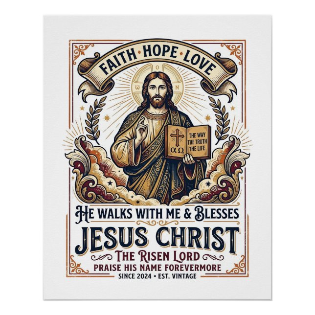 Pôster Camiseta Jesus Surfando Fé Inspiradora (Frente)