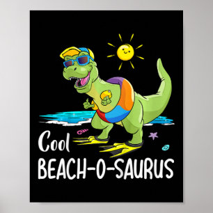 Poster Camiseta Kids Cool Beach-o-saurus Dino Na Praia Fé