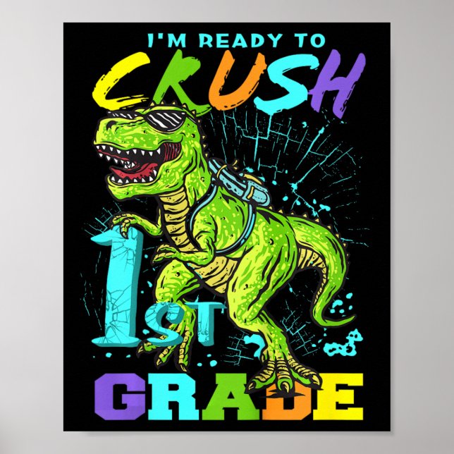 Poster Camiseta Kids Fun First Grade T-rex  (Frente)