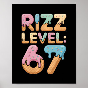 Poster Camiseta Meme Nível Rizz 67 Sorvete Drip Meme Seis