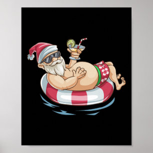 Poster Camiseta Natal Em Julho Santa Havaiano Flutuador S