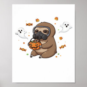 Poster Camiseta Oversized de Halloween Chibi Sloth Hazmat