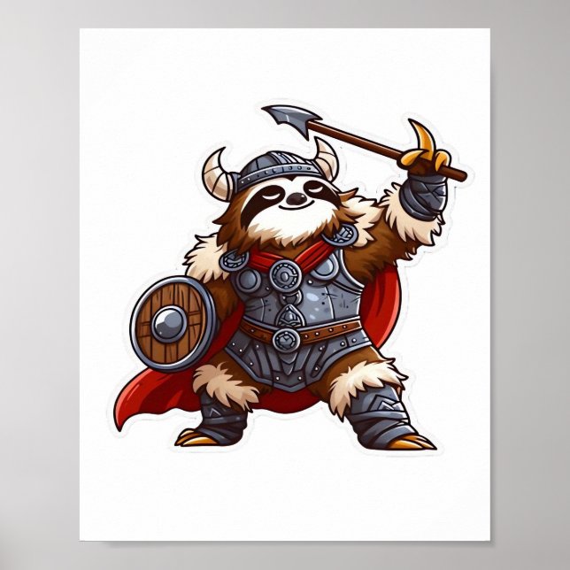 Poster Camiseta Oversized viking sloth (Frente)