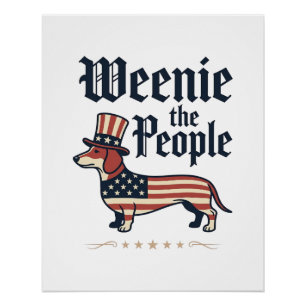 Pôster Camiseta Patriótica de Dachshund Weenie the People