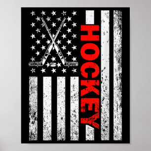 Poster Camiseta Patriótica Usa Para A Mulher Do Hockey Da