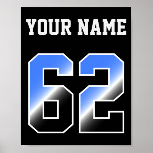 Poster Camiseta Personalizada Azul Número 62