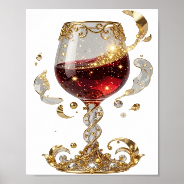 Poster Camiseta Personalizada Taça de Vinho com Gemas Enc (Frente)