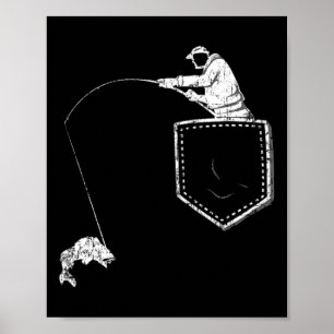 Poster Camiseta Pocket De Pesca Engraçada Para Pai