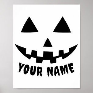 Poster Camiseta Preta Branca Nome de Abóbora Personalizad