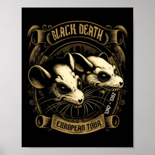 Poster Camiseta Preta Morte Tour Europeu História Gótico