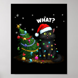Poster Camiseta Regata de Gato Preto Engraçado Empurrando