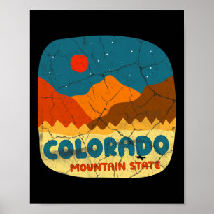 Poster Camiseta Retro das Montanhas Rochosas do Estado do
