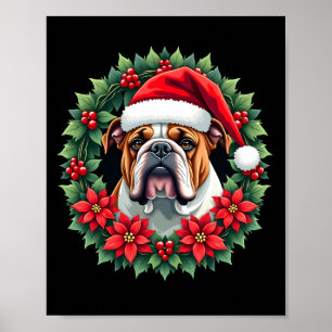 Poster Camiseta sem Manga de Natal Engraçada do Bulldog I