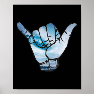 Poster Camiseta Shaka Oceano Surfing Onda Surfista Havaí