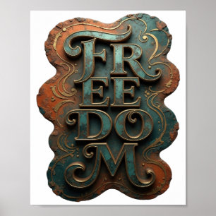 Poster Camiseta Slogan Liberdade Ouro Sharp
