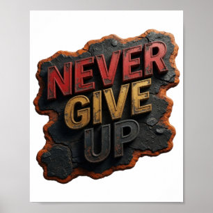 Poster Camiseta Slogan Vermelha Divertida NUNCA DESISTA