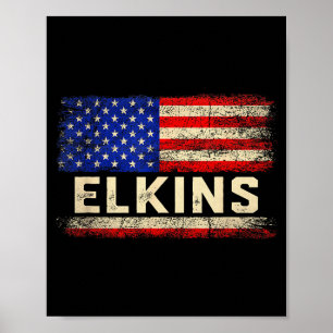 Poster Camiseta Sobrenome Elkins Elkins Nome Bandeira Ame
