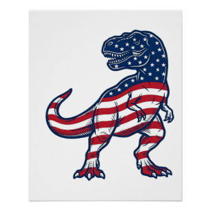 Pôster Camiseta T-Rex Patriota Bandeira Americana_1