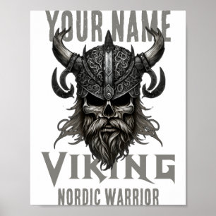 Poster Camiseta T Viking Guerreiro Personalizada Nome Her