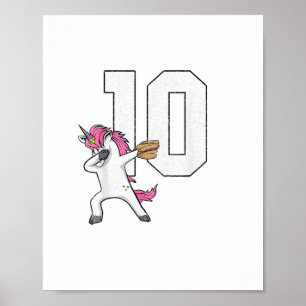 Poster Camiseta Unicórnio Dabbing Softbol Número 10 - Sof
