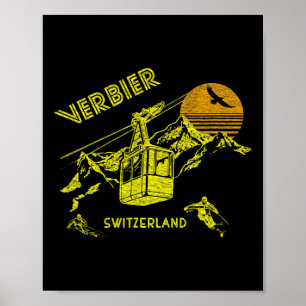 Poster Camiseta Verbier Suíça Retro Esqui 