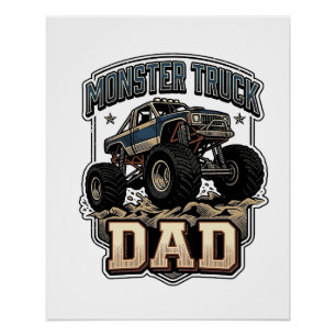 Pôster Camiseta Vetorial Vintage de Pai de Caminhão Monst