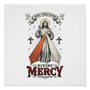 Pôster Camiseta Vintage Divina Misericórdia Jesus Eu Conf