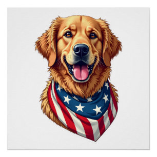 Pôster Camiseta Vintage do Golden Retriever Salpicado de