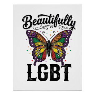 Pôster Camiseta Vintage Orgulho Borboleta LGBT Lindamente