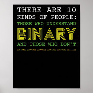 Poster Camisetas de Geek de Código Binário do Computador 
