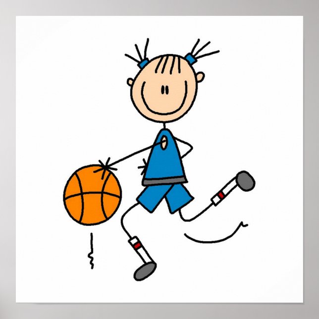 Pôster Camisetas de jogadores de basquete de Stick Figure (Frente)