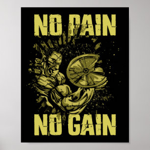 Poster Camisetas de musculação para homens Sem dor, sem g