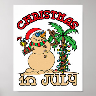 Poster Camisetas De Natal Em Julho Homem De Neve Areia Pa