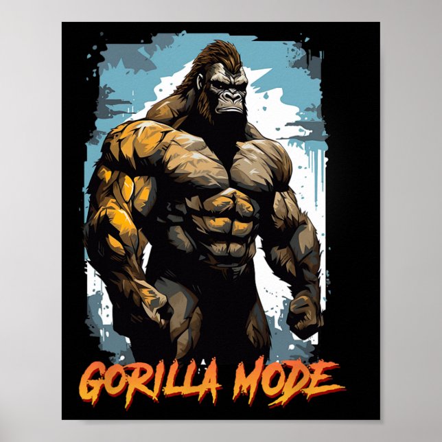 Poster Camisetas de Treino de Gorila Modo Gorila Ginásio  (Frente)