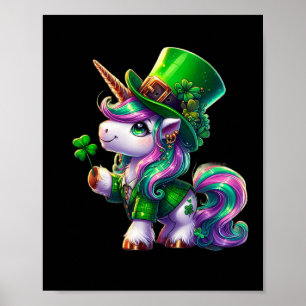 Poster Camisetas do Dia de São Patrício Unicórnio Irlandê