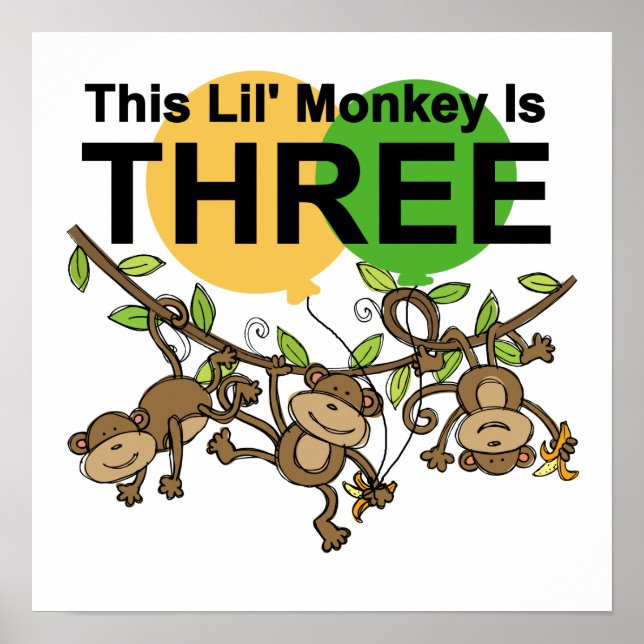 Pôster Camisetas e presentes para aniversário de 3 anos d (Frente)