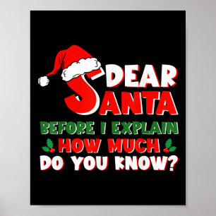 Poster Camisetas engraçadas de Natal Crianças Adultos Pap