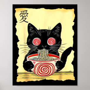 Poster Camisetas engraçadas japonesas de ramen de gato Ka