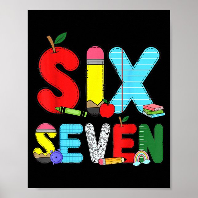 Poster Camisetas engraçadas seis sete 6 7 meme professor  (Frente)