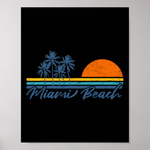 Poster Camisetas Retro Miami Beach Florida Mulheres Homen