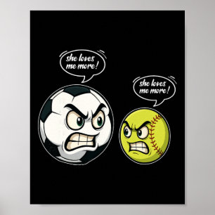 Poster Camisola de futebol engraçada para meninas e mulhe