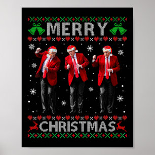 Poster Camisola Feia de Natal Alegre Dança Trump Engraçad