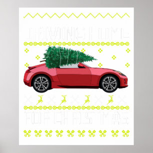 Poster Camisola Feia de Natal Árvore de Natal Carro Antig