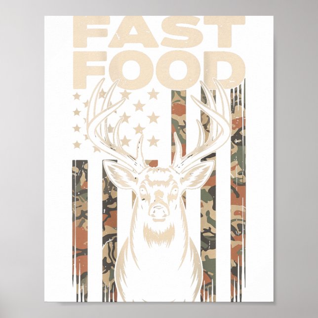 Poster Camo Deer Hunting Fast Food Gag Hunter Gift Funny  (Frente)