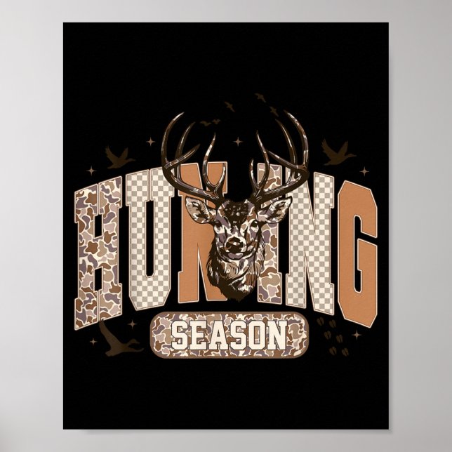 Poster Camo Deer Hunting Season Wildlife Buck Antlers Hun (Frente)